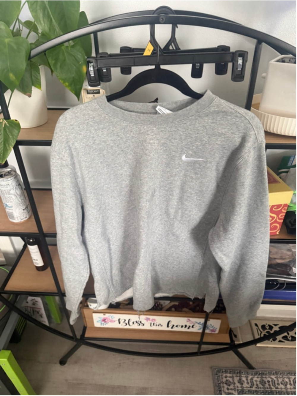 Women's Nike Gray Crewneck Sweatshirt M with White Logo